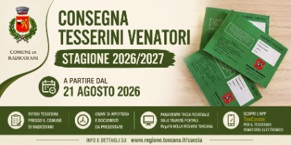 Consegna tesserini venatori – Stagione 2026/2027