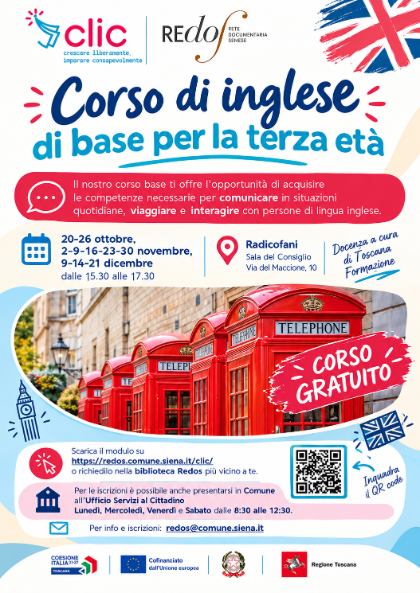 Corso gratuito di inglese di base per la terza età